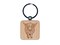 Shaggy Highland Cow Eating Grass Engraved Wood Square Keychain Tag Charm